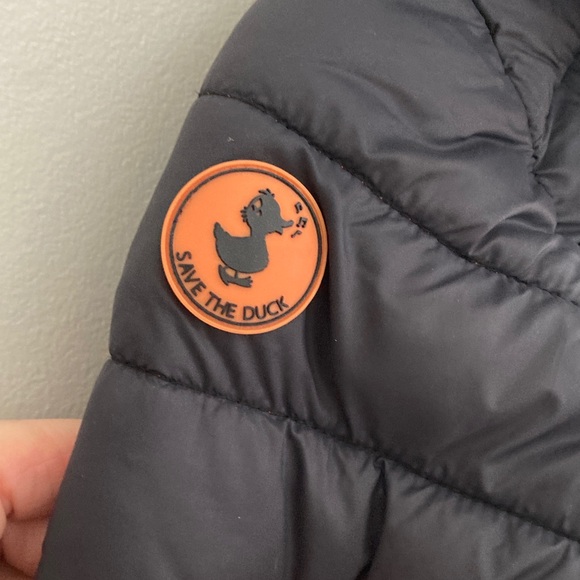 SAVE THE DUCK Black and Orange Kids Puffer Jacket Size 10 - Picture 7 of 7